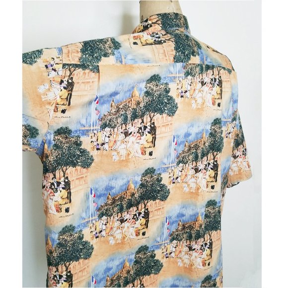 REYN SPOONER GUY BUFFET Collectiion Vintage Mens Button Shirt French Riviera - Picture 7 of 10